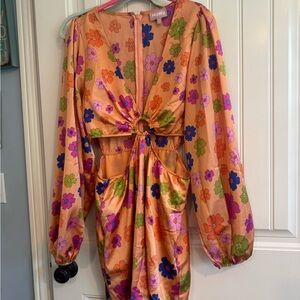 Show Me Your MuMu Floral Long Sleeve Dress - Orange, Purple, Green